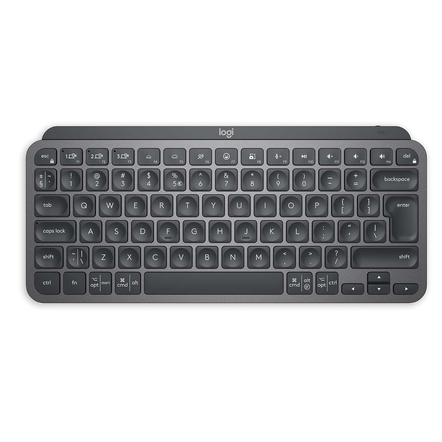 Logitech MX Keys Mini Wireless Illuminated Keyboard – Compact Metal Build with Smart Keys, Backlighting & Multi-Device Bluetooth Connectivity (Graphite)