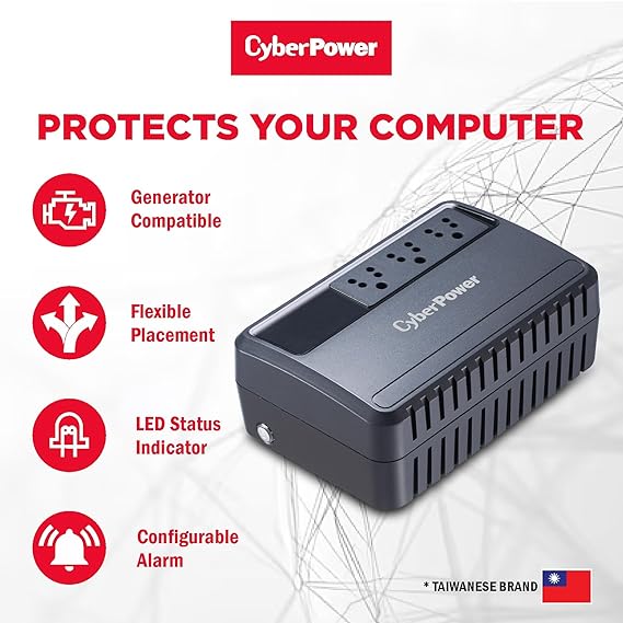 CyberPower BU600E-IN Line-Interactive UPS – 600VA / 360W, AVR, Fire-Resistant, Generator-Compatible, 30 Min Backup @ 60W 5 CyberPower BU600E-IN Line-Interactive UPS – 600VA / 360W, AVR, Fire-Resistant, Generator-Compatible, 30 Min Backup @ 60W - Image 5