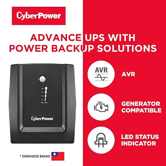CyberPower UPS UT1200E Line-Interactive – 1200VA / 720W, AVR, Generator-Compatible, 4 Outlets, 65 Min Backup at 60W 2 CyberPower UPS UT1200E Line-Interactive – 1200VA / 720W, AVR, Generator-Compatible, 4 Outlets, 65 Min Backup at 60W - Image 2