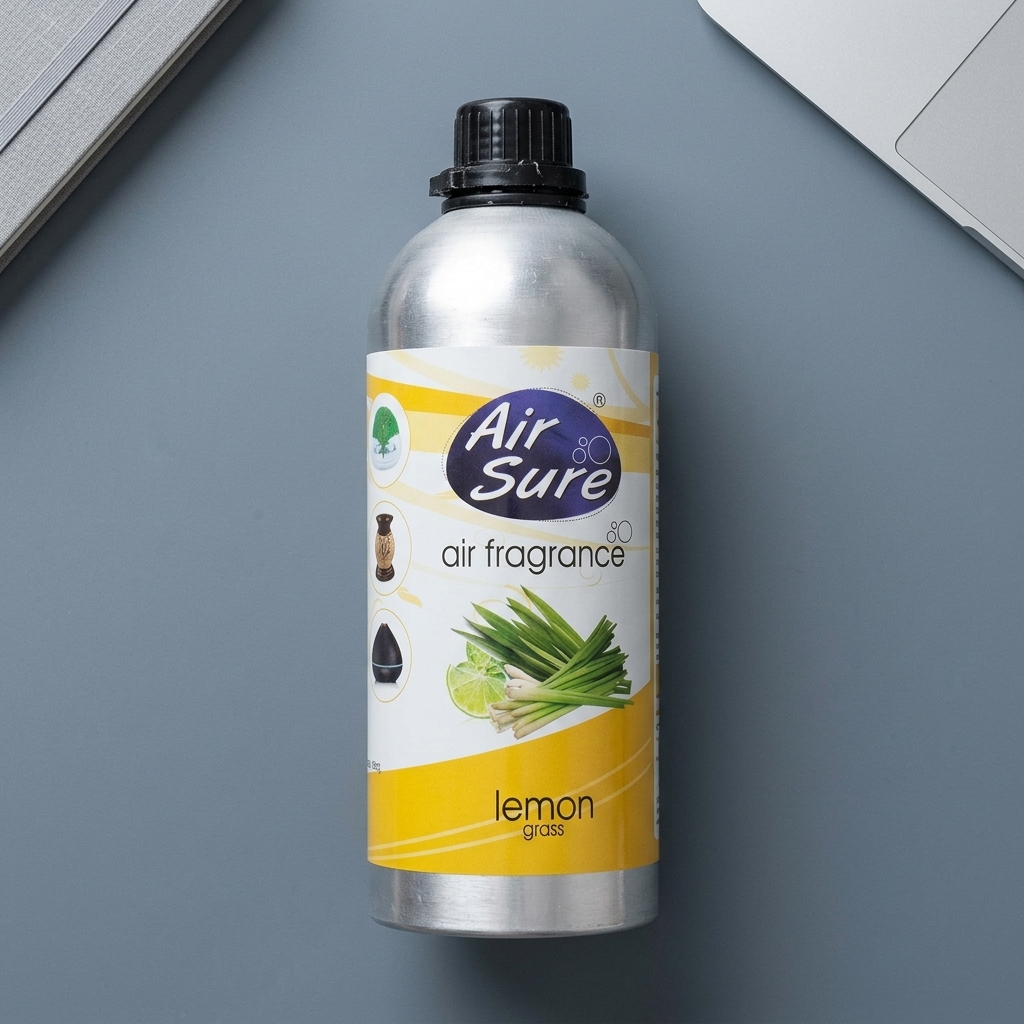 AirSure Refreshing Lemongrass Aroma Oil – 1 Ltr Concentrated Fragrance for Diffuser, Office & Commercial Air Freshening