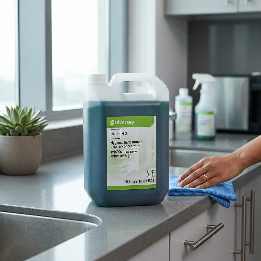 Taski R2 Powerful General Purpose Cleaner & Sanitizer – 5 Litre | Hard Surface & Floor Cleaning Solution 2 Taski R2 Powerful General Purpose Cleaner & Sanitizer – 5 Litre | Hard Surface & Floor Cleaning Solution - Image 2