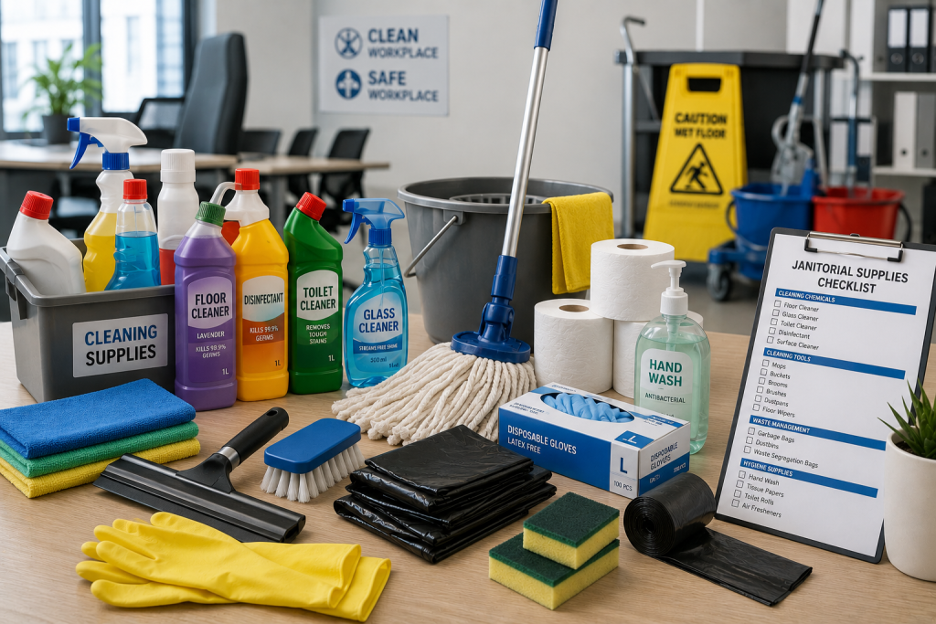 Janitorial Supplies Checklist: Essential Cleaning and Maintenance Products for Businesses 1 cleaning checklist, cleaning chemicals, cleaning equipment, commercial cleaning products, commercial cleaning supplies, facility maintenance, facility management supplies, facility procurement, housekeeping products, housekeeping supplies, hygiene supplies, janitorial products, janitorial supplies, janitorial supplies checklist, janitorial tools, office cleaning supplies, office procurement, waste management supplies, workplace cleaning, workplace hygiene