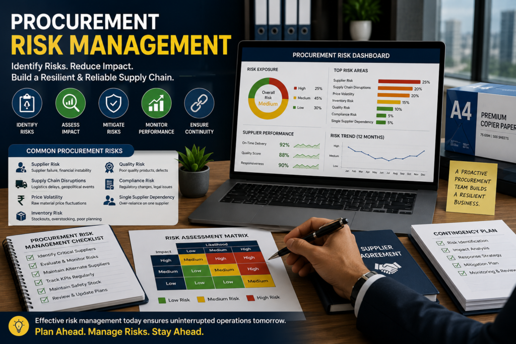 Procurement Risk Management: How Businesses Can Identify and Reduce Supply Chain Risks 1 business continuity, business procurement, inventory management, office procurement, procurement best practices, procurement KPIs, procurement management, procurement planning, procurement risk, procurement risk management, procurement strategy, risk assessment, strategic sourcing, supplier evaluation, supplier performance, supplier relationship management, supplier risk management, supply chain management, supply chain risk, vendor management
